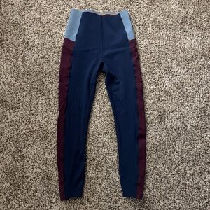 Sweaty Betty Navy, Burgundy & Light Blue Colorblock Leggings
